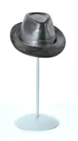 Zach Taljaard, Fragile Little Egos (Trilby), 2023, glazed porcelain with powder-coated stand