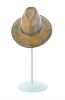 Zach Taljaard, Fragile Little Egos (Fedora), 2023, glazed porcelain with powder-coated stand