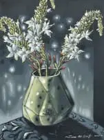 Zonia Nel-Scheffer, Chincherinchees in Vase, oil on canvas