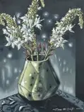 Zonia Nel-Scheffer, Chincherinchees in Vase, oil on canvas