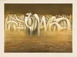 Wendy Vincent, Fantasy Bird in a Landscape, colour lithograph on paper