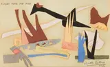 Walter Battiss, Flight Over the Nile, collage on paper