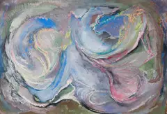 Cecil Higgs, Abstract Composition, oil pastel and watercolour on paper