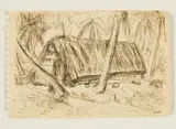 Alexis Preller, Island with Palm Trees Sketch, Seychelles, pen on sketchbook paper
