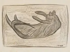 Charles Gassner, Cat Falling, charcoal on paper