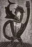 Shark Eater by Norman Catherine, linocut on paper, sold Oct 2024