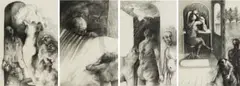 Gregory John Kerr, Dancers in the Street, Dancers in the Street I Carnivalesque; Dancers in the Street II Verso, Numbers and Dancers in the Street III, charcoal on paper
