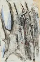 Dirk Meerkotter, Abstract in Grey and Blue, mixed media on paper