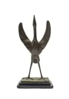 Gerard De Leeuw, Praying Rain Bird, bronze with a brown patina, on a wooden base