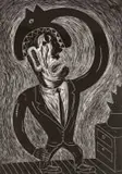 Man Eater by Norman Catherine, linocut on paper, sold Oct 2024