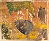 Rock Art by Walter Battiss, colour woodcut on paper, sold Oct 2024