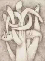 Wendy Vincent, Abstract Forms Intertwined, lithograph on paper