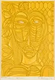 Cecil Skotnes, Head, colour woodcut on paper