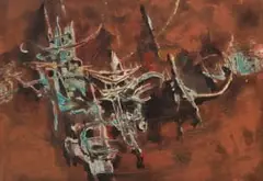 Dirk Meerkotter, Forms in Space, mixed media on board