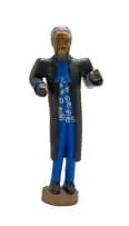 Collen Maswanganyi, Mandela in Blue, painted wood, on a wood base