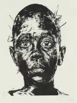 Nelson Makamo, Portrait, lithograph on paper