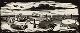 David Botha, Boats, linocut on paper