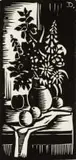 David Botha, Still Life with Flowers and Fruit, linocut on paper