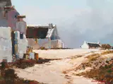 Andre de Beer, Seaside Cottages, oil on canvas laid down on board