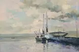 Durban Harbour by Errol Boyley, oil on board, sold Oct 2024