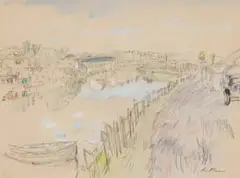 View of Bay by Enslin Du Plessis, coloured pencil and watercolour on paper, offered Oct 2024