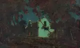 Edward Roworth, Moonlit view of a Cape Dutch Home, oil on canvas