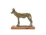 Arend Eloff, Wild Dog, resin with bronze dust, on a wooden base