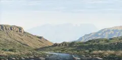 Paul Munro, Extensive Landscape with Distant Mountains, oil on canvas laid down on board