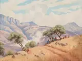 Mountain Landscape, N.E. Transvaal by Willem Hermanus Coetzer, oil on canvas laid down on board, offered Oct 2024