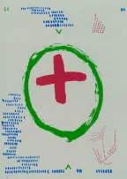 Samson Mnisi, Abstract Composition (Red Cross), colour screenprint on paper