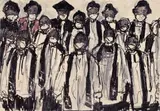 Asanda Dredunik Kupa, Figures, acrylic and ink on paper