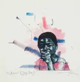 Sizwe Khoza, Nhalalala (Singing Bird), dry point etching and watercolour on paper