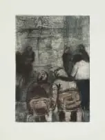 Women and Walls, Jerusalem IV by Kim Berman, etching and aquatint on paper, offered Oct 2024