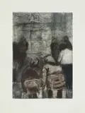 Kim Berman, Women and Walls, Jerusalem IV, etching and aquatint on paper