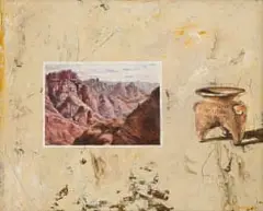 Jaco Benade, Landscape with Pot, oil on board