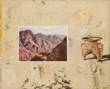 Jaco Benade, Landscape with Pot, oil on board