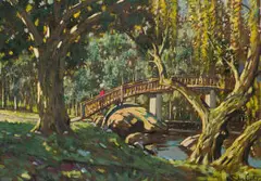 Sydney Carter, Bridge and River, oil on canvas