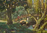 Sydney Carter, Bridge and River, oil on canvas