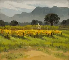 David Botha, Farm Landscape, oil on board