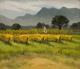 David Botha, Farm Landscape, oil on board
