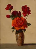 Red Roses by Willem Hermanus Coetzer, oil on baord, offered Oct 2024