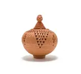 Mpho Mokgatlhe, Lantern with Figural and Cowrie Decoration, terracotta with incised and relief decoration