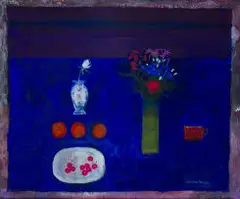William Selby, Still Life with Oranges, mixed media on card