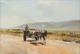 Donkey Cart by Errol Boyley, oil on canvas laid down on board, offered Oct 2024