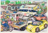 Thomas Motswai, Street Scene, colour pastel on paper