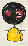 Figure with Red Eyes by Theresa-Anne Mackintosh, oil on paper, offered Oct 2024
