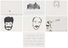 Willie Saayman, Drawings, five, pencil and chalk pastel on paper