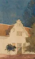 William Timlin, Cape Dutch Building (Spier, Stellenbosch), watercolour on silk laid down on board