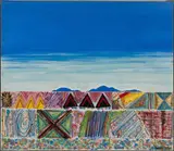 Barry Dibb, Abstract Landscape, painted ceramic tile