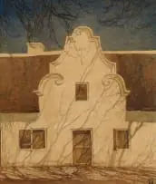 William Timlin, Spier, Stellenbosch by Moonlight, watercolour on silk laid down on board